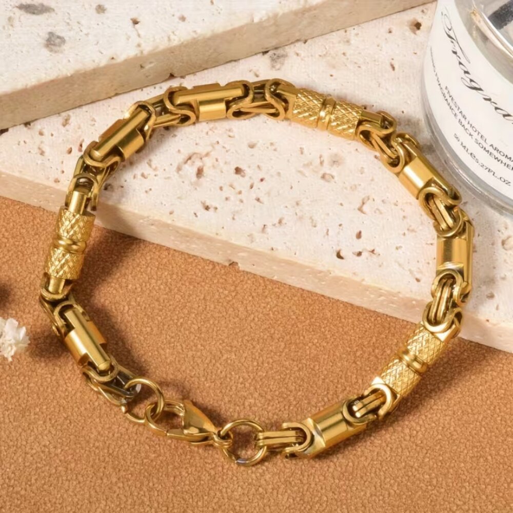 8" Mens 14K Gold Chain Link Style Bracelet Guys New 8 inch 14 K Silver Jewelry
